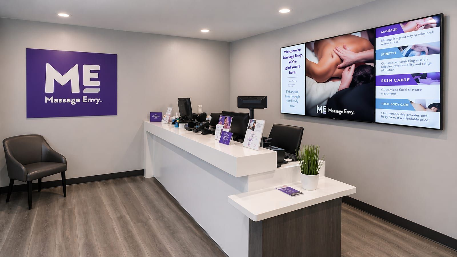 Massage Envy front desk and interior build-out in Pleasanton, California